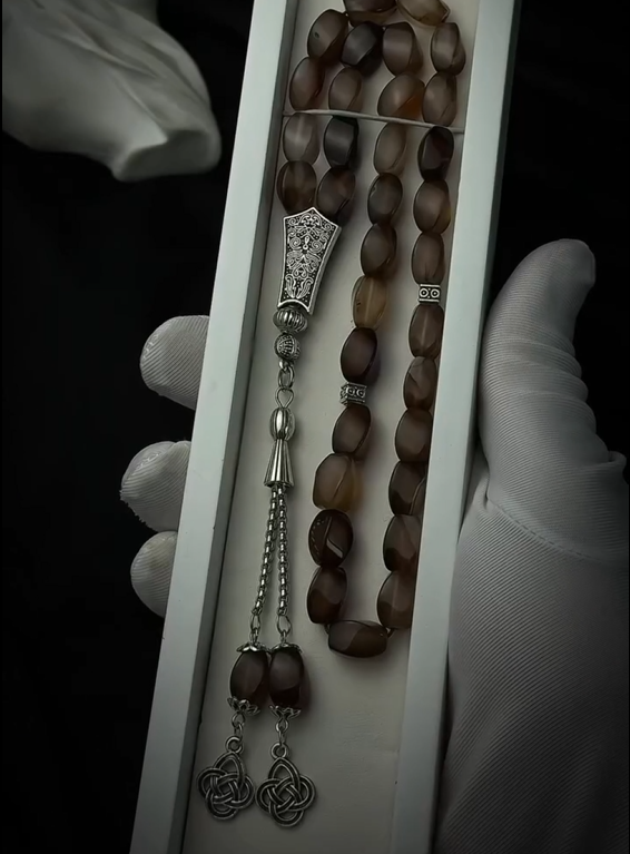 Natural Matte agates bead misbaha Rosary bead