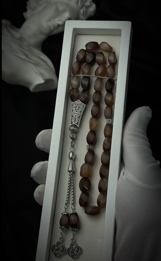 Natural Matte agates bead misbaha Rosary bead