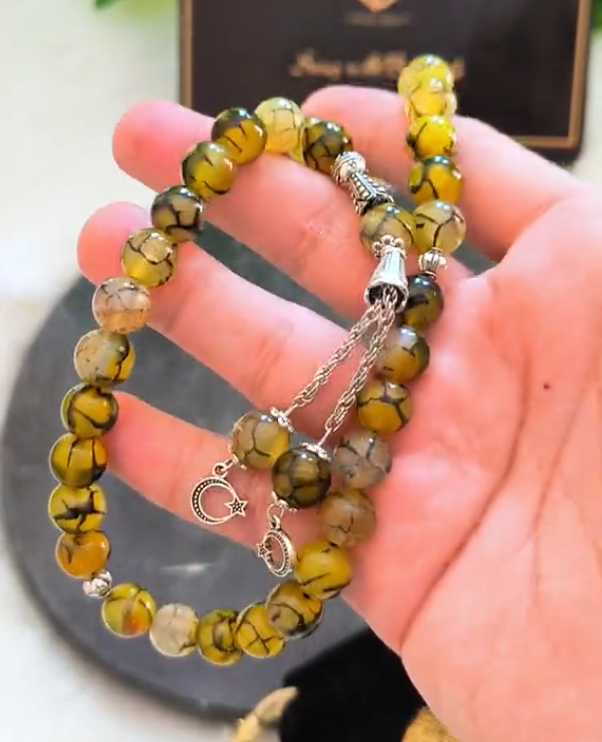 Premium Green Shajri Aqeeq Tasbeeh