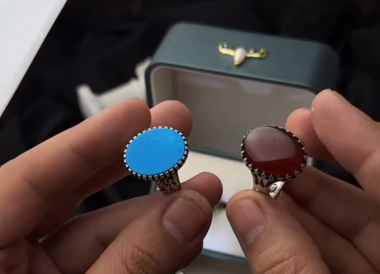 Natural Agate Aqeeq gem Stone 33 Beads Tasbih  - With Rings