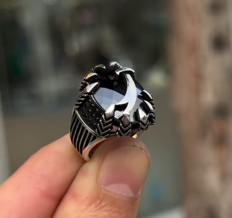 Prestige Hz. Ali Zulfikar Sterling Silver Men's Ring