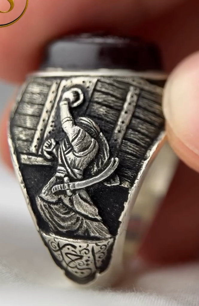 Prestige Hz. Ali Zulfikar  zircon stone Silver Men's Ring