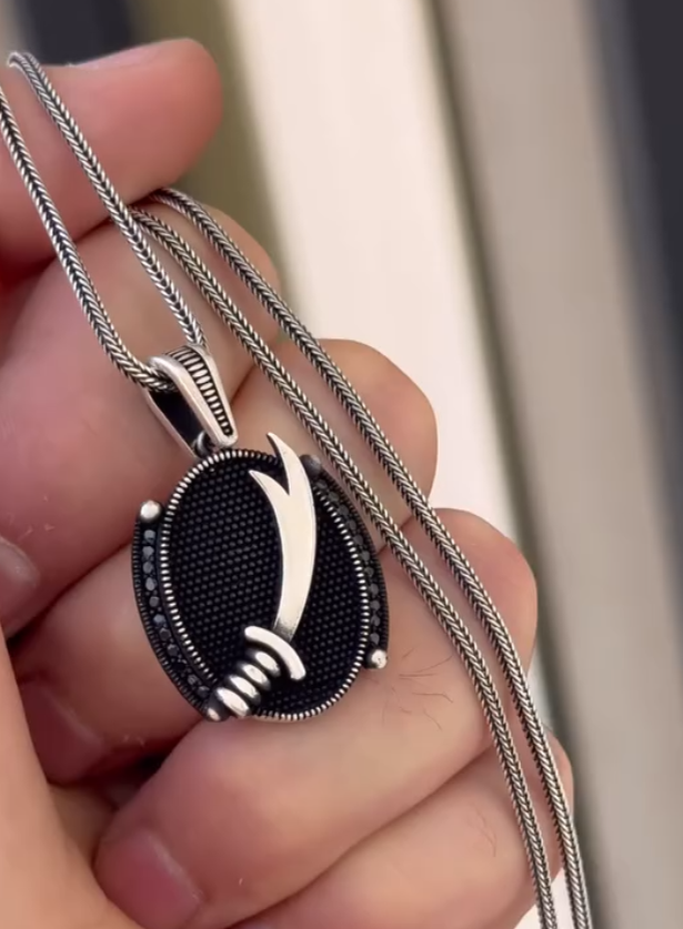 Prestige Zülfikar Hz. Ali Sterling Silver Men Necklace with Sword Design