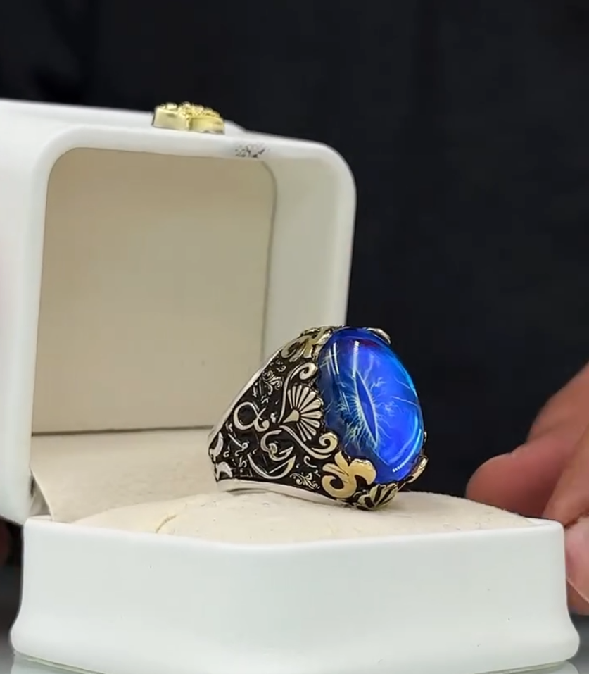 Oval Dragon Blue Eye RPG DND Crown Cosplay – VIP Ring