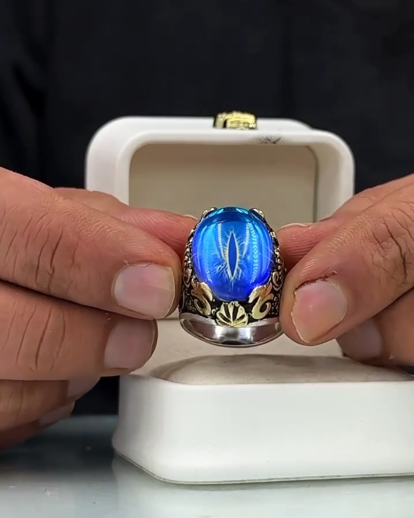 Oval Dragon Blue Eye RPG DND Crown Cosplay – VIP Ring