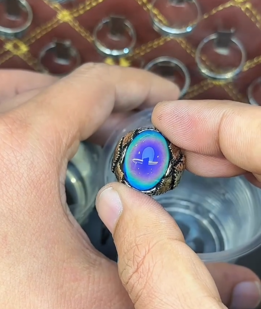 Natural Moonstone Blue Stunning Colour Changing Stone Turkish Ring