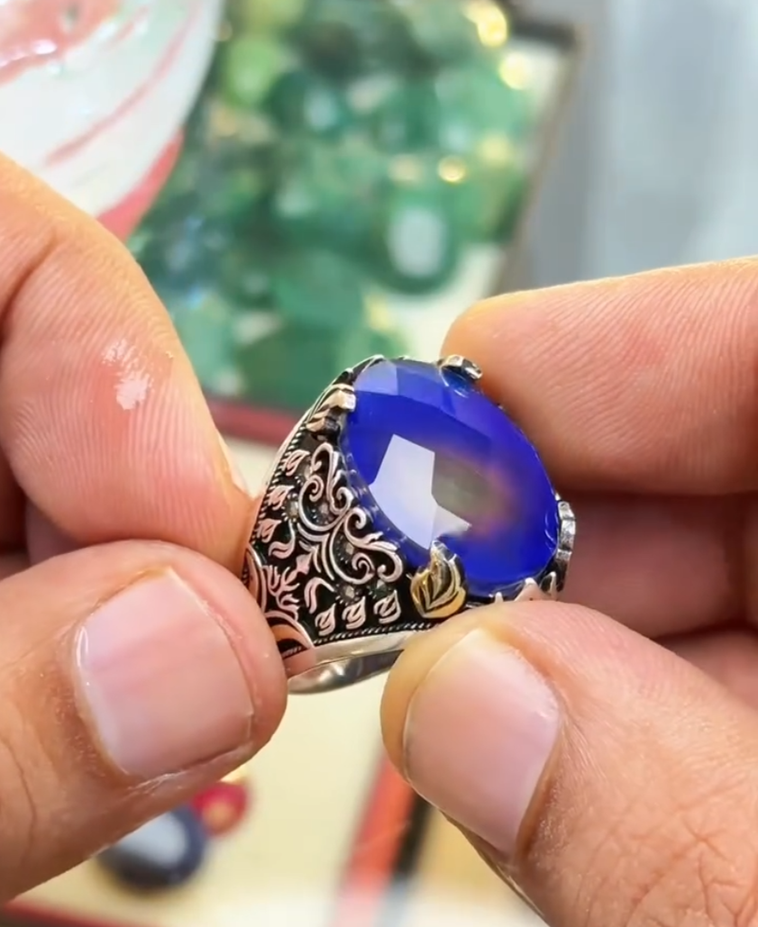 Natural Moonstone Stunning Colour Changing Stone Turkish Ring