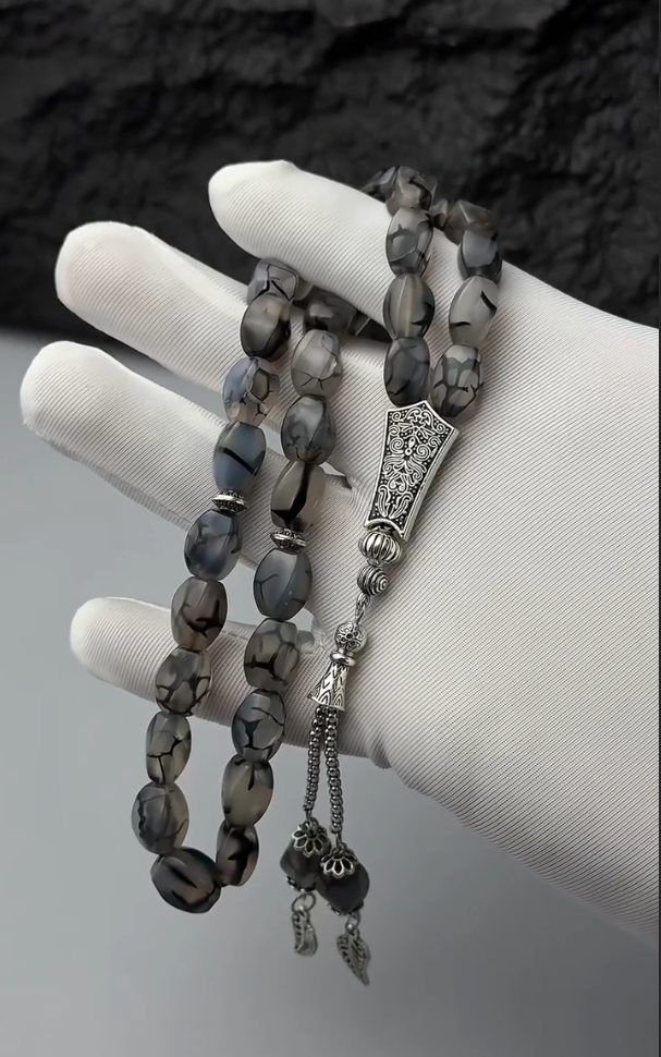 Real Agate Aqeeq Islamic Prayer Tesbih